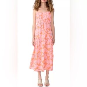 Sanctuary Pink & Orange Floral Tiered Maxi Dress L
